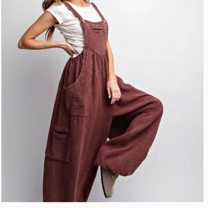 Easel Three Bird Nest Gauze Overalls